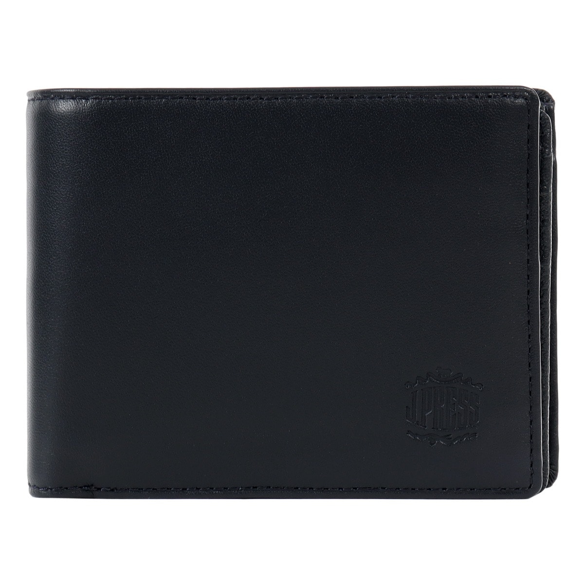 J.PRESS ジェイプレス 二つ折り財布 シープ×ゴード 7762 ベラ付き札入れ 羊革 やぎ革 レザー メンズ ネイビー