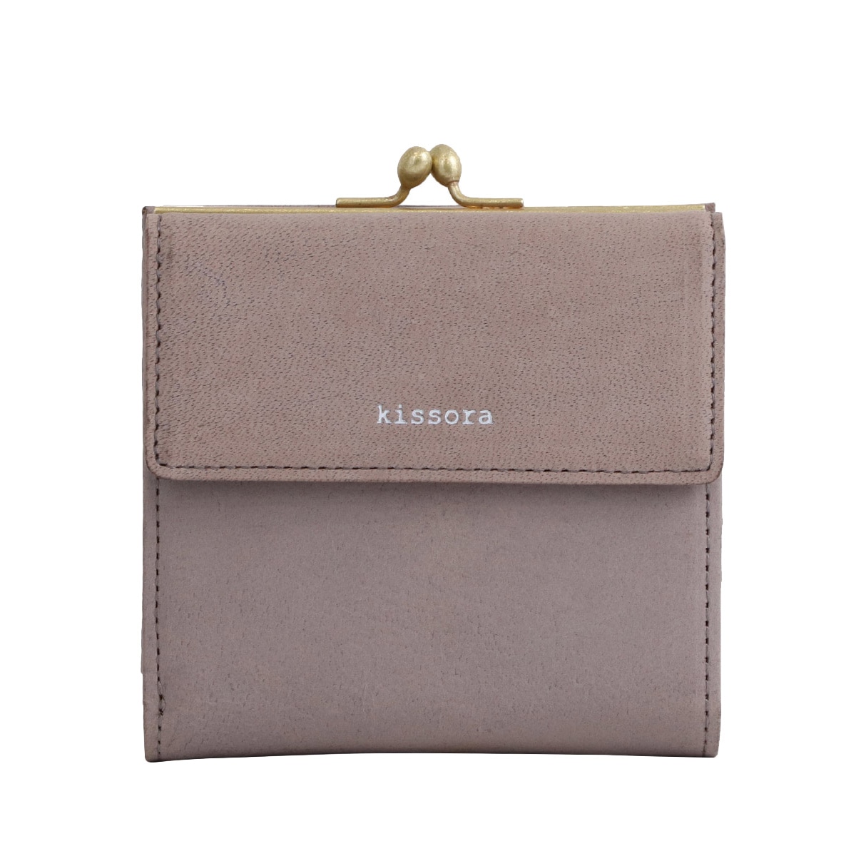 kissora キソラ 三つ折り財布 ラスティック 本革 KIAS-010 がま口 グレー