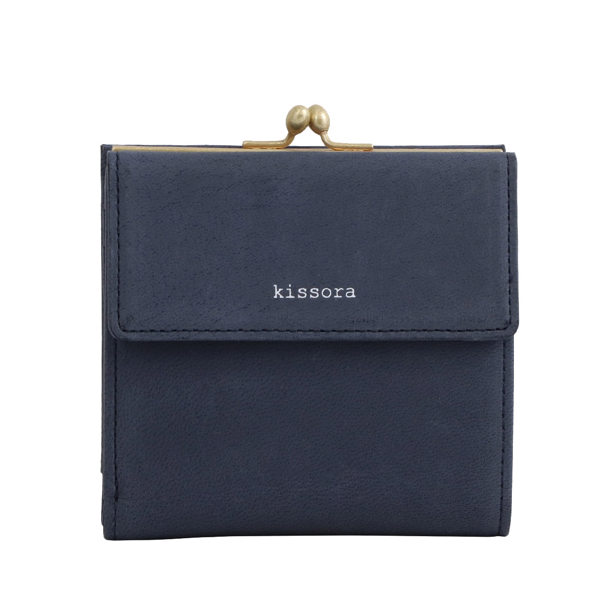 kissora キソラ 三つ折り財布 ラスティック 本革 KIAS-010 がま口 ネイビー