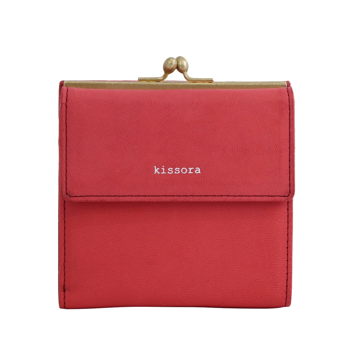 kissora キソラ 三つ折り財布 ラスティック 本革 KIAS-010 がま口 ピンク