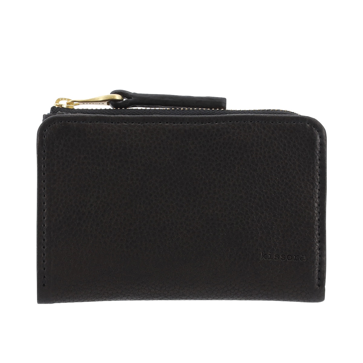 kissora キソラ 二つ折り財布 本革 ボルサ KIAS-066 日本製 ミニ財布 牛革 シンプル ブラック