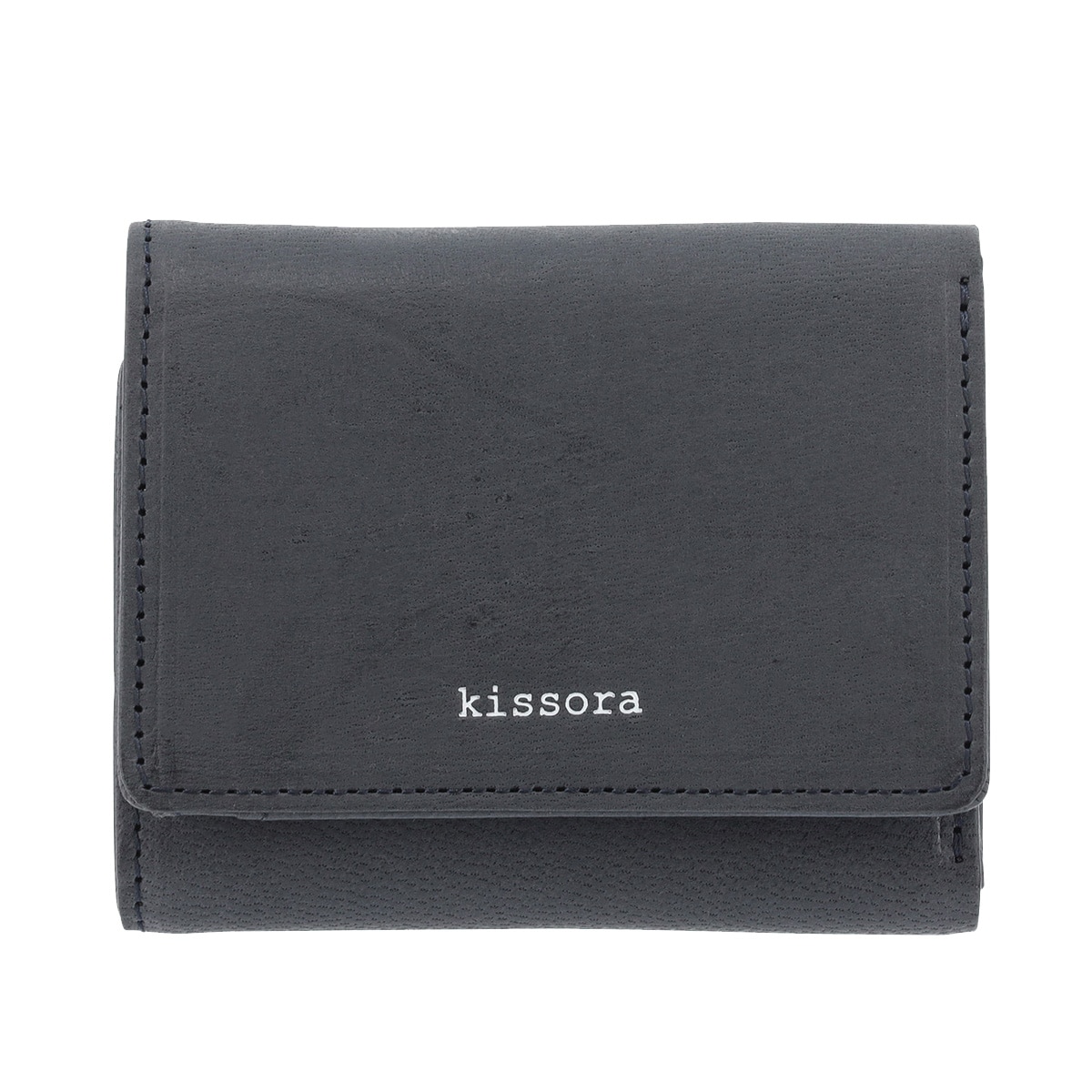 kissora キソラ 三つ折り財布 ラスティック KIAS-071 札入れ BOX型小銭入れ 日本製 ネイビー