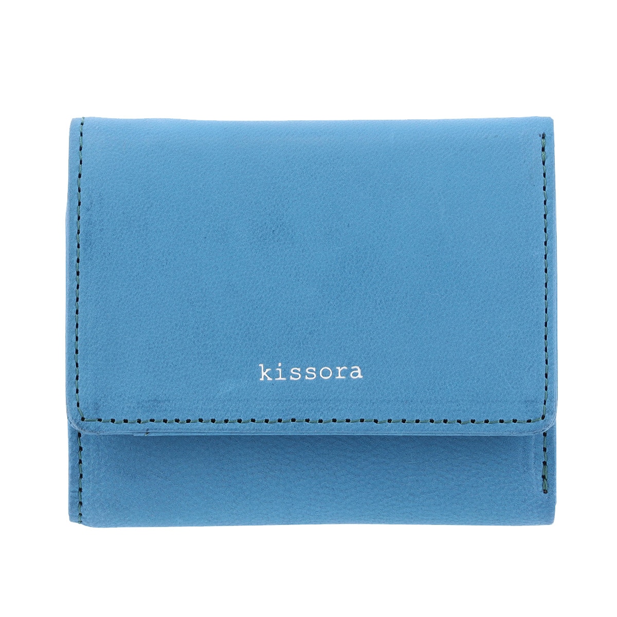 kissora キソラ 三つ折り財布 ラスティック KIAS-071 札入れ BOX型小銭入れ 日本製 スカイブルー