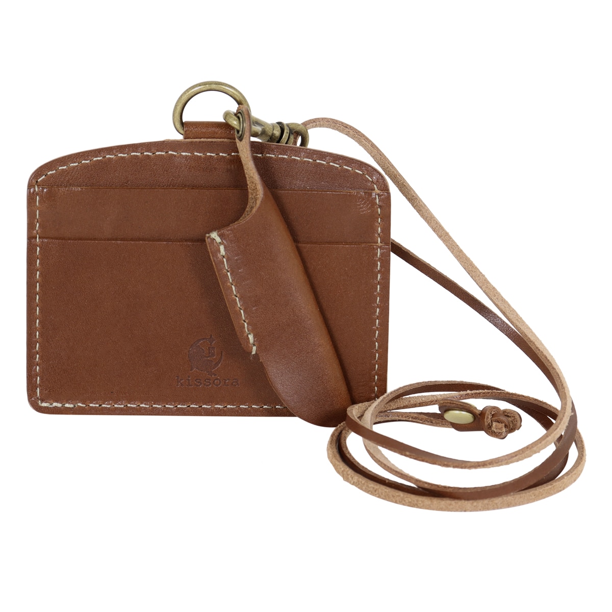 kissora キソラ IDカードケース ネックストラップ 本革 レザー 栃木レザー レディース KIBP-314 日本製 IDホルダー 牛革 ブラウン