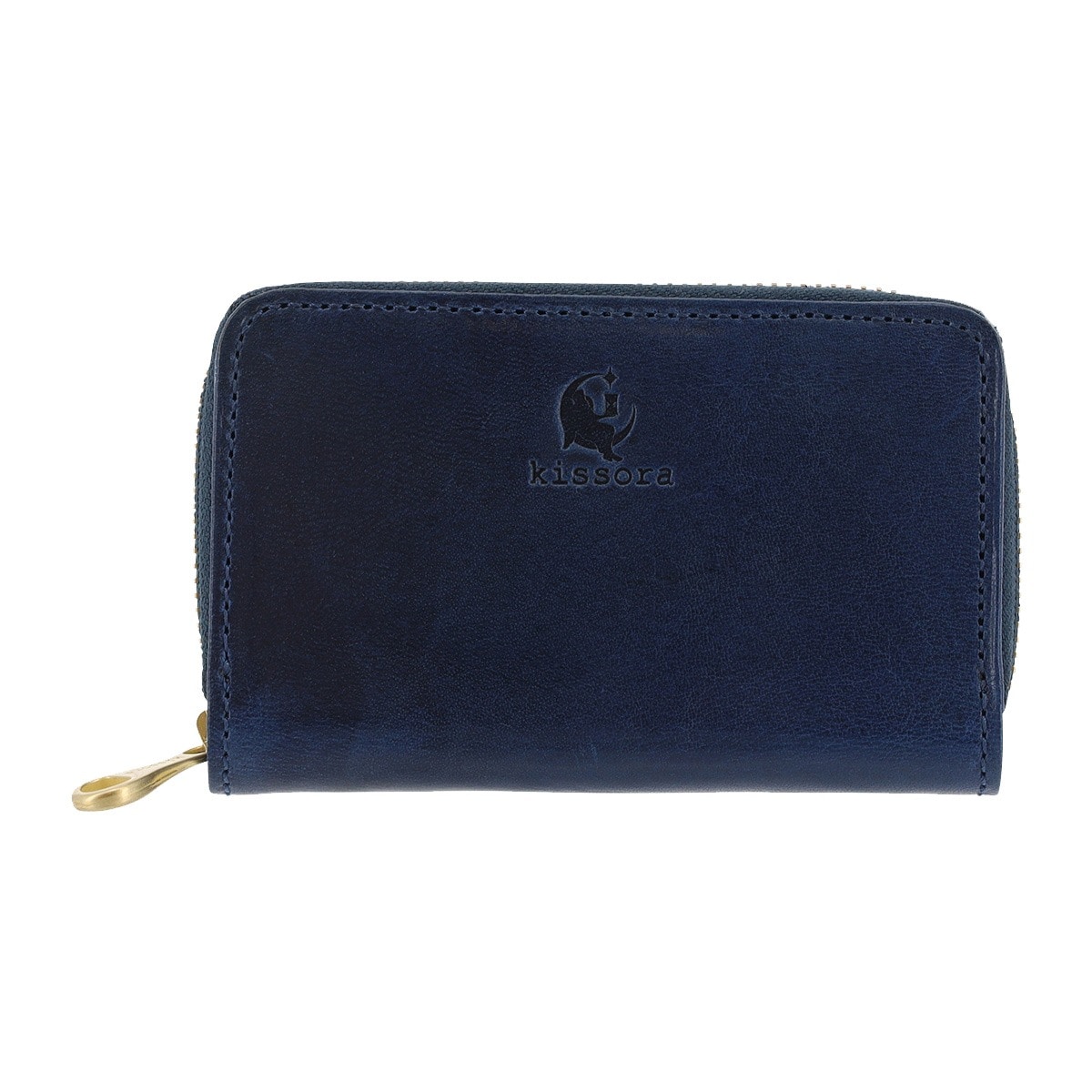 kissora キソラ コインケース ラウンドファスナー ユニセックス KIBP-391 UDOII BOX型 小銭入れ 牛革 日本製 ブルー