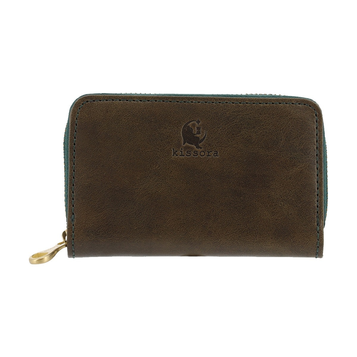 kissora キソラ コインケース ラウンドファスナー ユニセックス KIBP-391 UDOII BOX型 小銭入れ 牛革 日本製 オリーブ