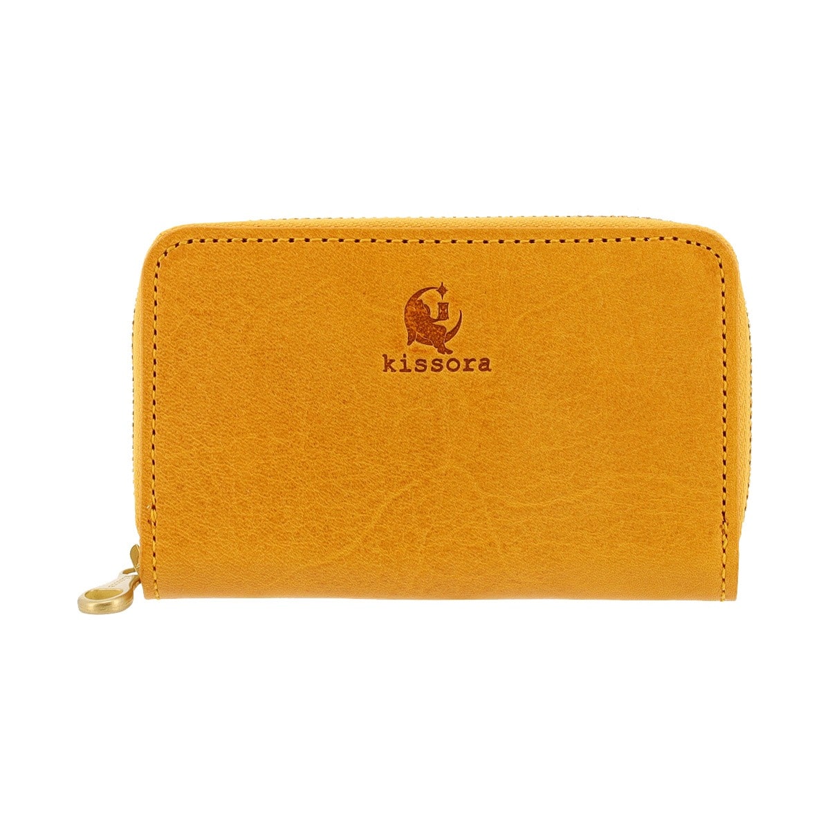 kissora キソラ コインケース ラウンドファスナー ユニセックス KIBP-391 UDOII BOX型 小銭入れ 牛革 日本製 イエロー
