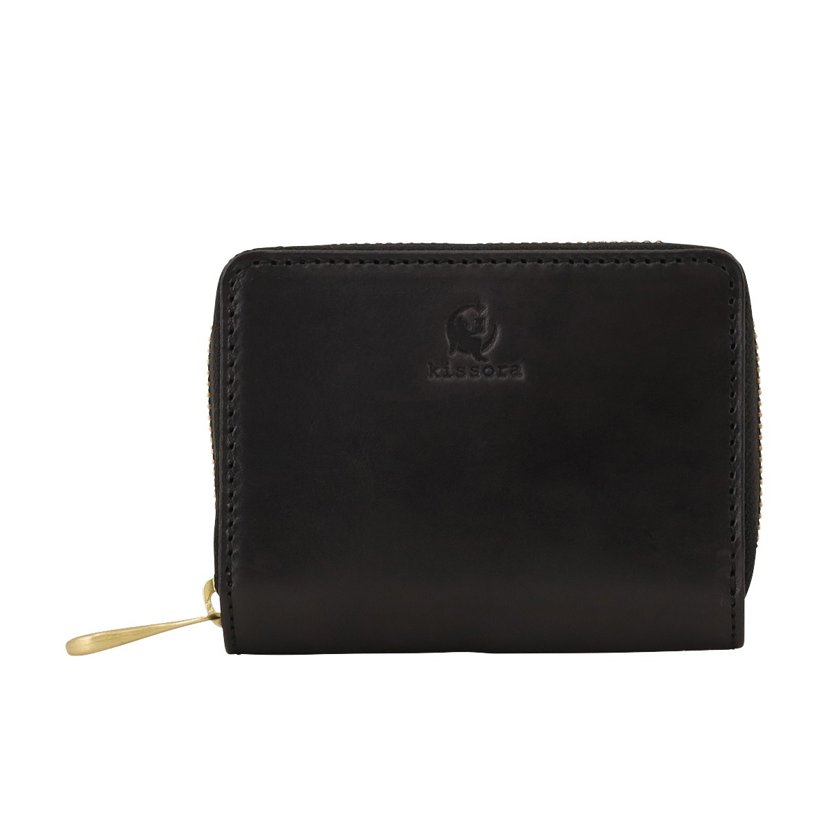 kissora キソラ コインケース ラウンドファスナー ウド2 ユニセックス KIBP-393 UDOII 蛇腹 BOX型小銭入れ 日本製 ブラック