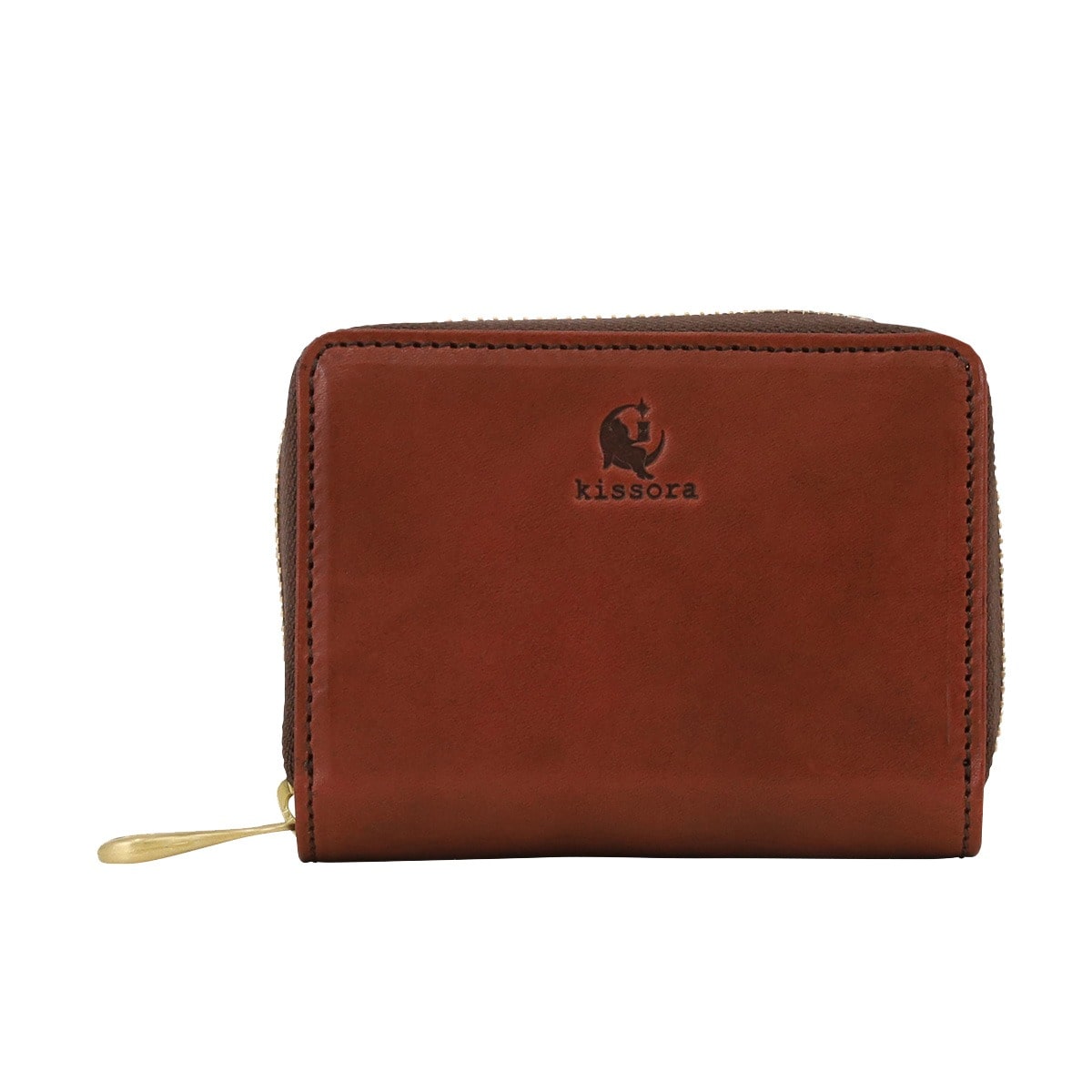 kissora キソラ コインケース ラウンドファスナー ウド2 ユニセックス KIBP-393 UDOII 蛇腹 BOX型小銭入れ 日本製 ブラウン