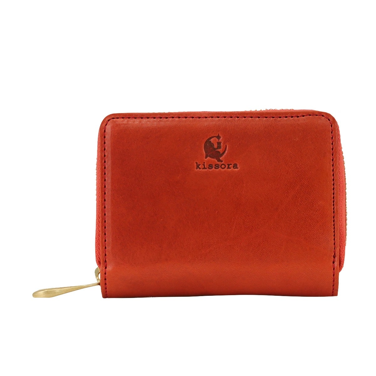 kissora キソラ コインケース ラウンドファスナー ウド2 ユニセックス KIBP-393 UDOII 蛇腹 BOX型小銭入れ 日本製 オレンジ