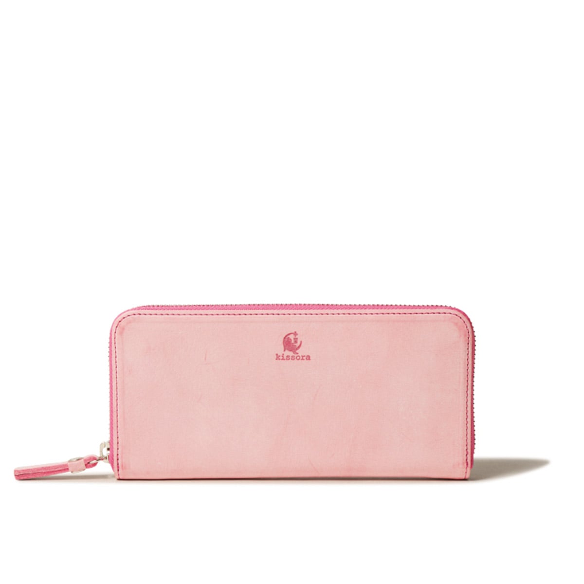 kissora キソラ 長財布 ラウンドファスナー アラスカ KIEN-112 日本製 本革 レザー ピンク