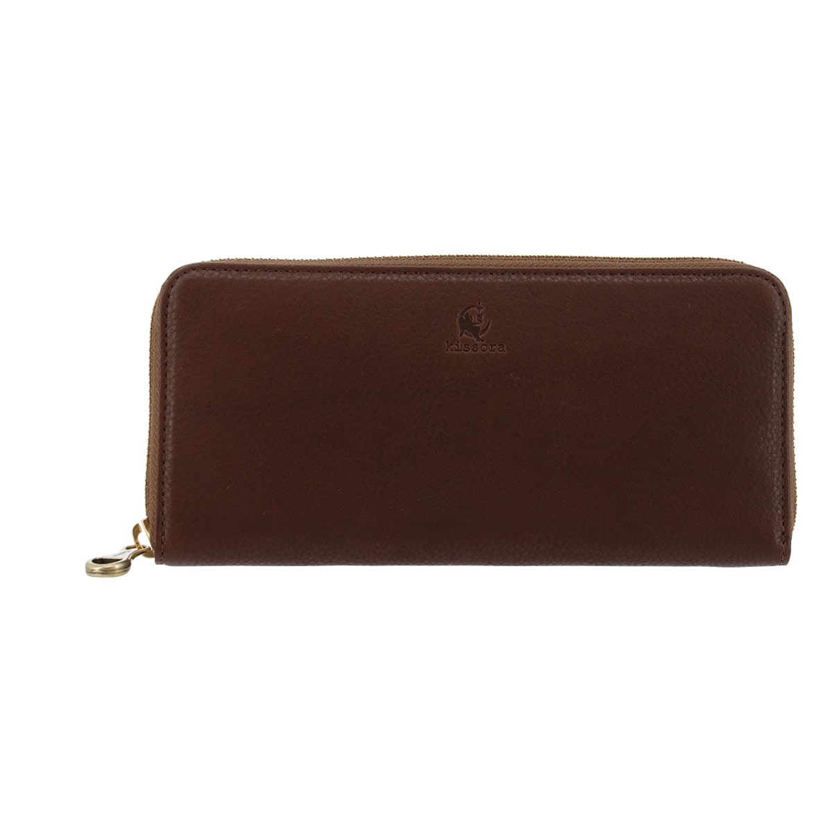 kissora キソラ 長財布 ラウンドファスナー 本革 レザー オリーブヌメ レディース KIEN-159 日本製 ロングウォレット ヌメ革 国産牛革 大人 シンプル チョコ