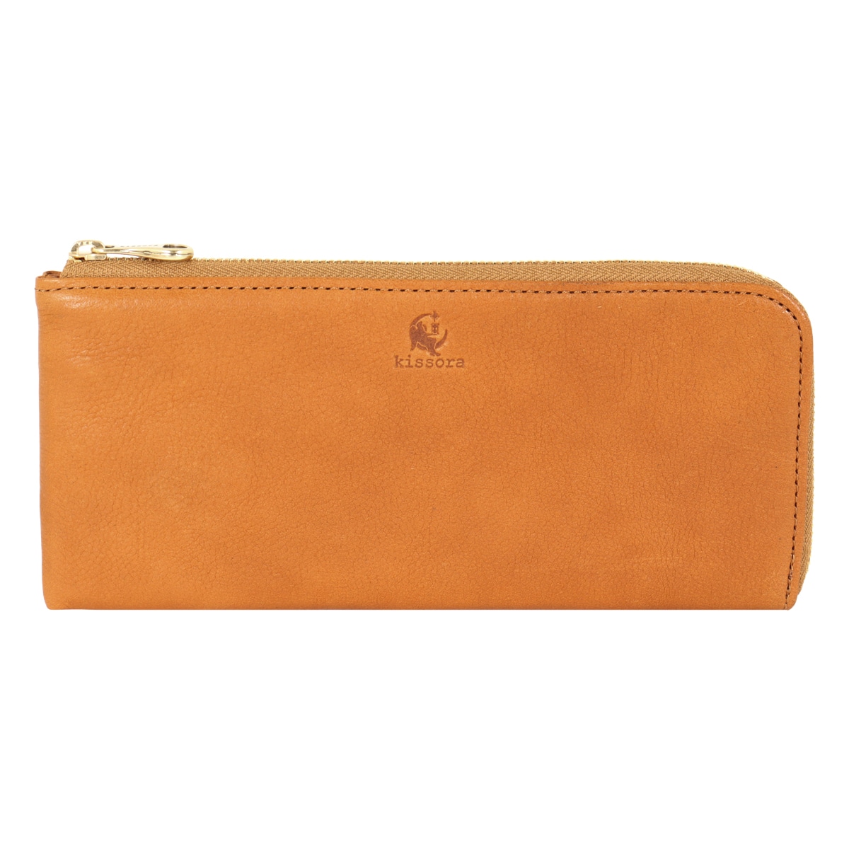 kissora キソラ 長財布 L字ファスナー 本革 レザー オリーブヌメ レディース KIEN-160 日本製 ロングウォレット ヌメ革 国産牛革 大人 シンプル キャメル