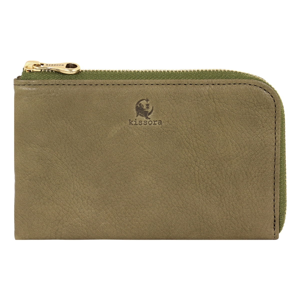 kissora キソラ 財布 本革 レザー 小さめ コンパクト 薄い 薄型 ミニ財布 オリーブヌメ レディース KIEN-161 日本製 ヌメ革 国産牛革 大人 シンプル 小さい オリーブ