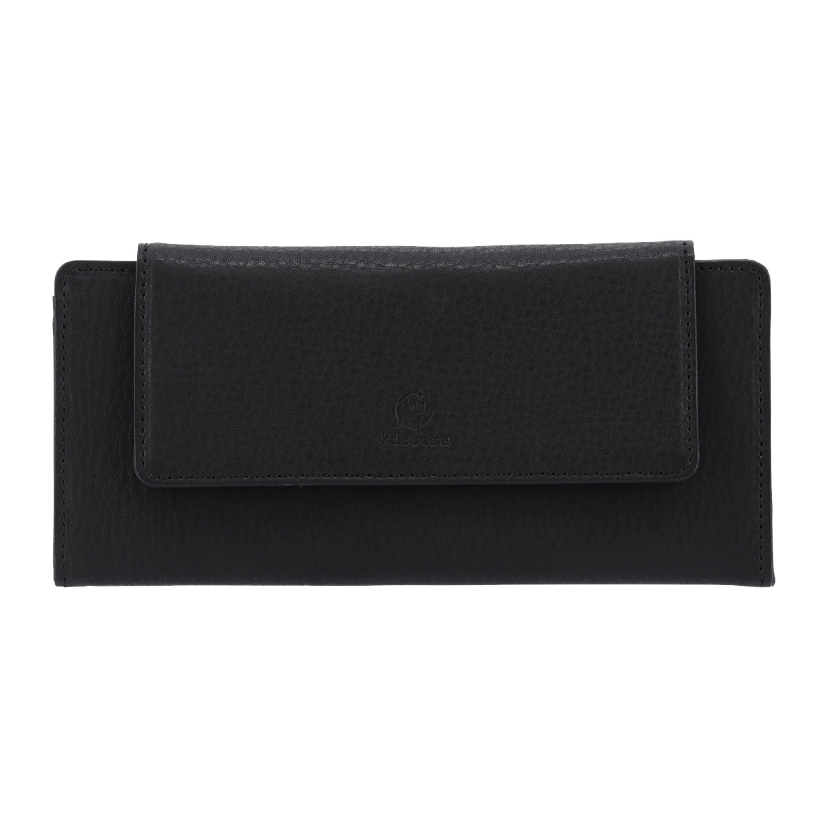 kissora キソラ 長財布 かぶせ 本革 オリーブヌメ KIEN-179 薄型 牛革 レザー 日本製 ブラック