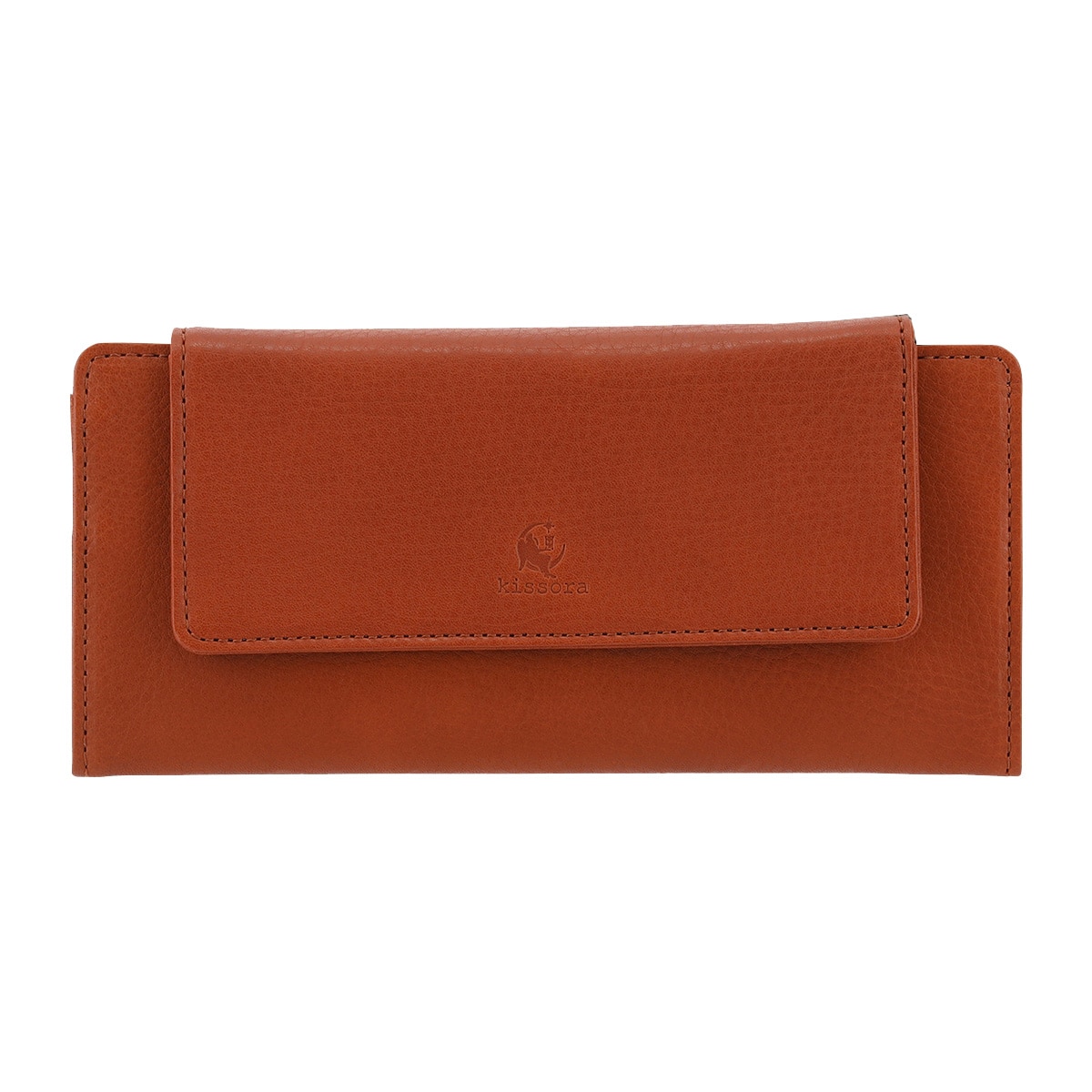 kissora キソラ 長財布 かぶせ 本革 オリーブヌメ KIEN-179 薄型 牛革 レザー 日本製 ブラウン