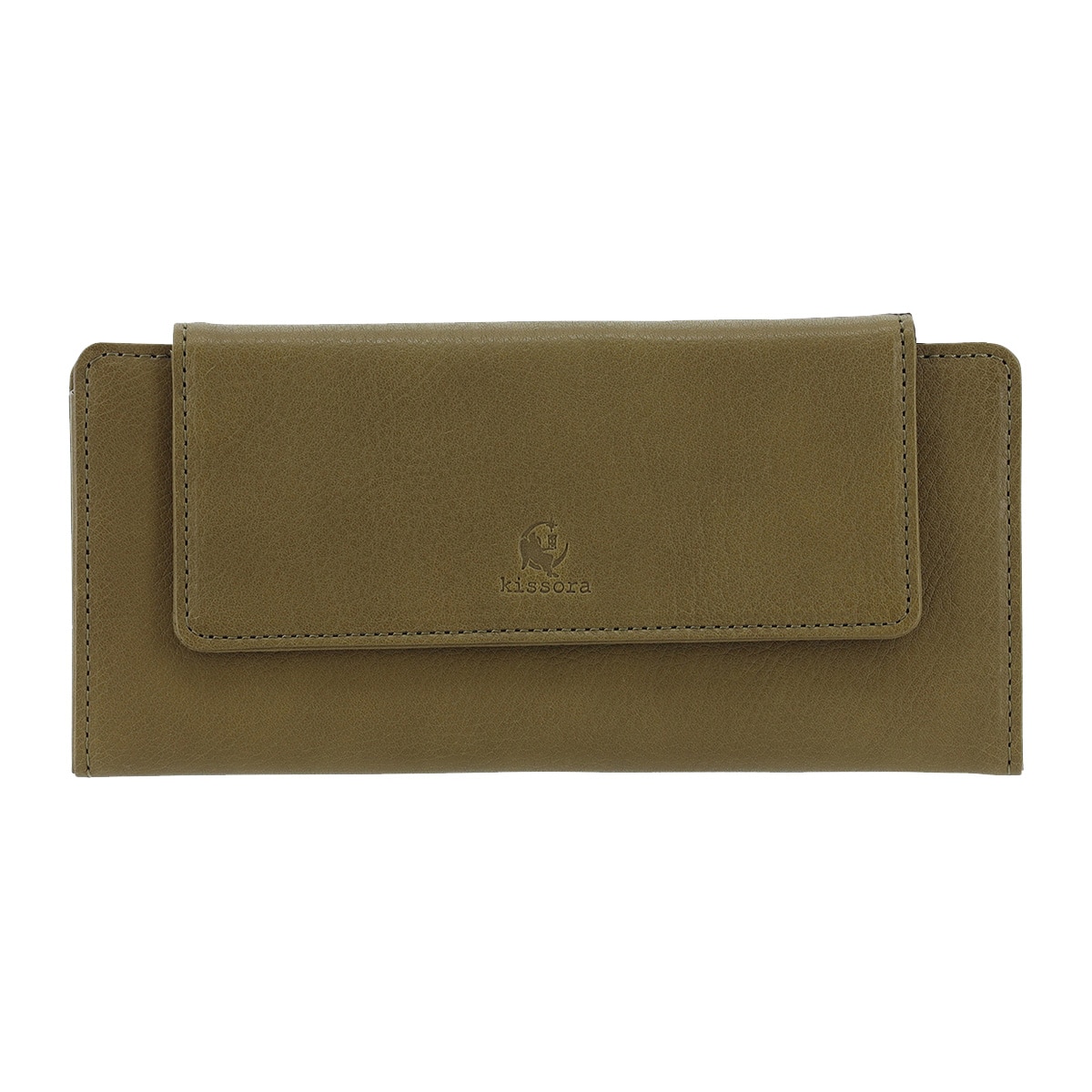 kissora キソラ 長財布 かぶせ 本革 オリーブヌメ KIEN-179 薄型 牛革 レザー 日本製 オリーブ