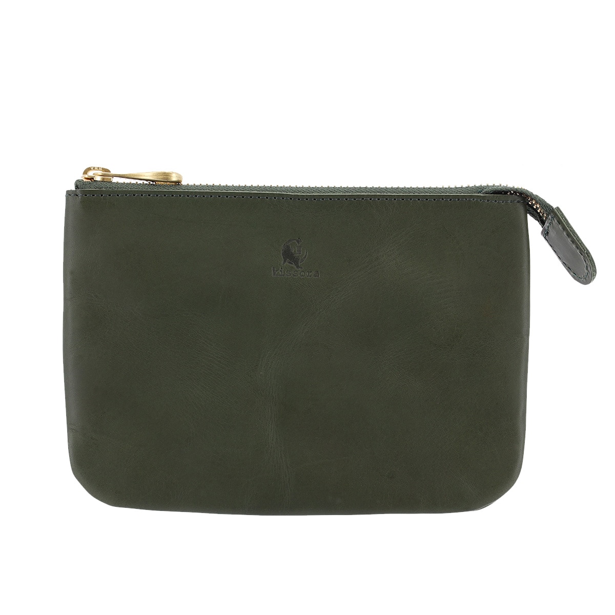 kissora キソラ ポーチ M ピボット レディース KIIS-126 薄マチ 小物入れ 牛革 日本製 グリーン