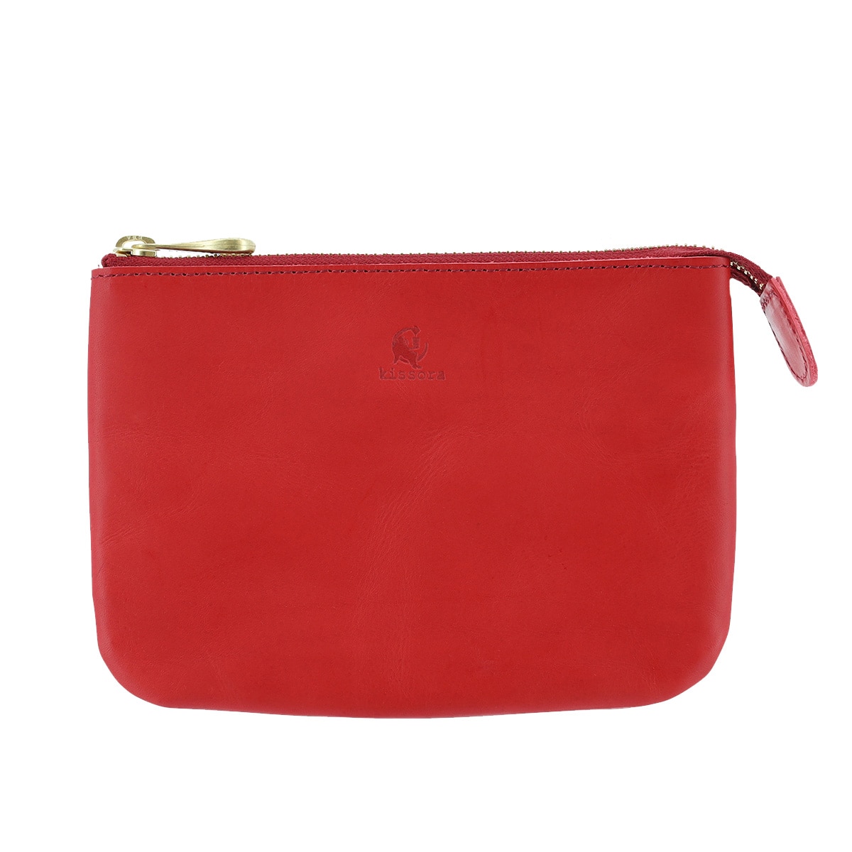 kissora キソラ ポーチ M ピボット レディース KIIS-126 薄マチ 小物入れ 牛革 日本製 レッド
