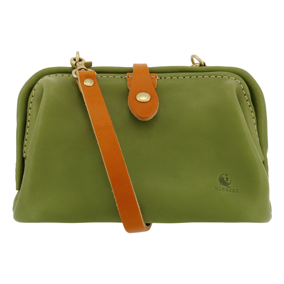 kissora キソラ ショルダーバッグ エピカ 本革 レディース KIKN-097 日本製 │ ミニショルダー ダレスバッグ がま口 牛革 レザー グリーン