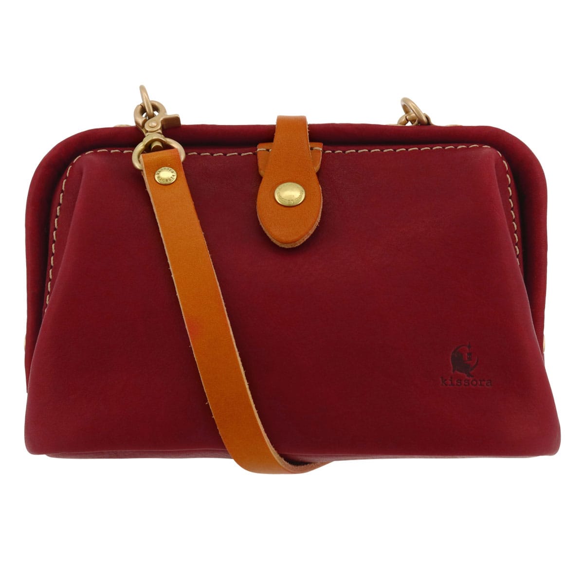 kissora キソラ ショルダーバッグ エピカ 本革 レディース KIKN-097 日本製 │ ミニショルダー ダレスバッグ がま口 牛革 レザー レッド