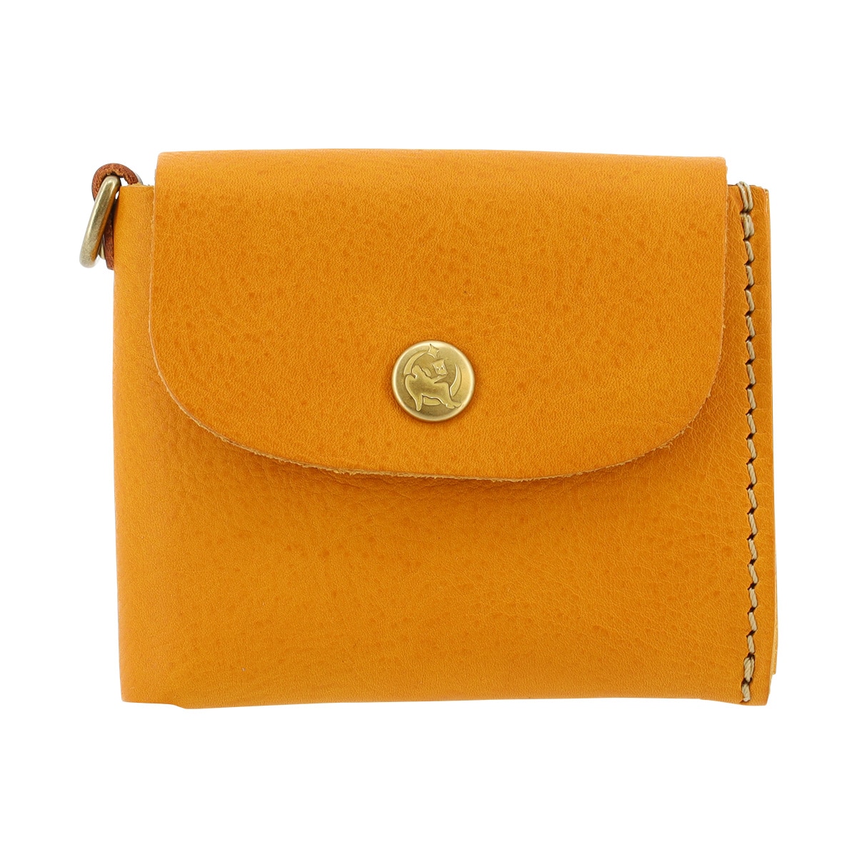 kissora キソラ 二つ折り財布 本革 ミネルバボックス KIKN-126 ミニ財布 牛革 日本製 レザー イエロー