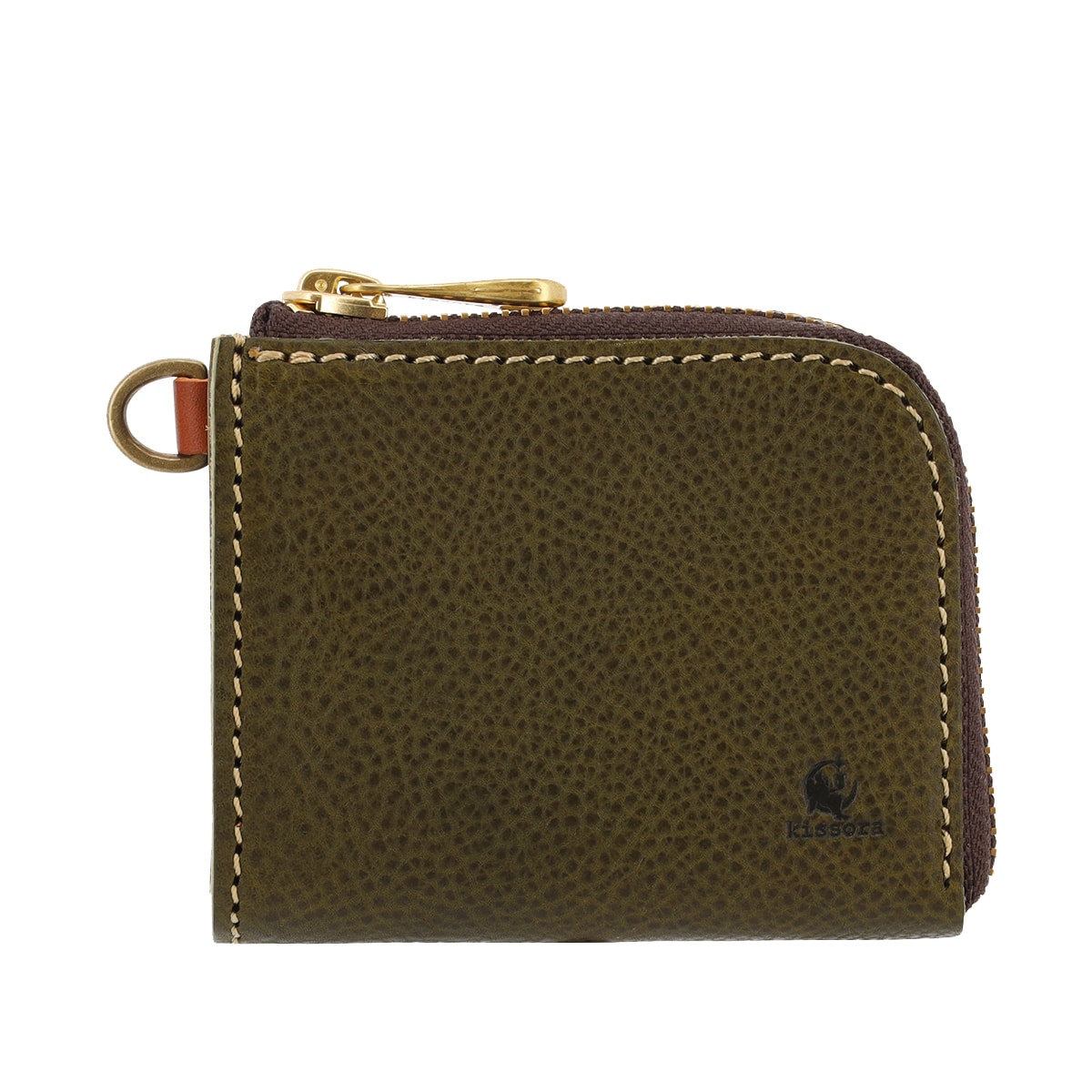kissora キソラ ショートウォレット L字ファスナー 財布 本革 ミネルバボックス KIKN-127 日本製 牛革 レザー オリーブ