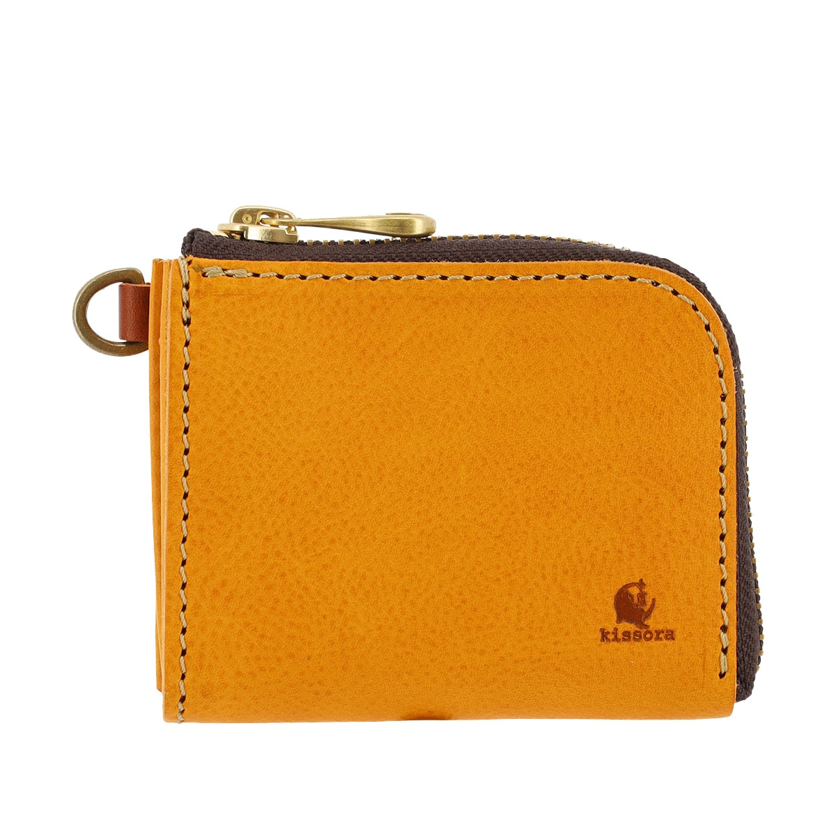 kissora キソラ ショートウォレット L字ファスナー 財布 本革 ミネルバボックス KIKN-127 日本製 牛革 レザー イエロー