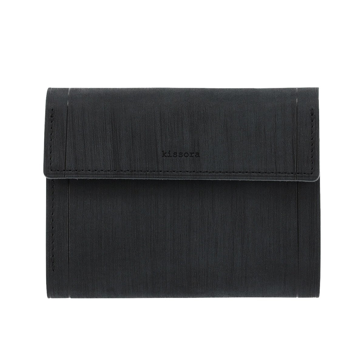 kissora キソラ 三つ折り財布 サビア KIMS-005 札入れ BOX型小銭入れ 牛革 日本製 ブラック