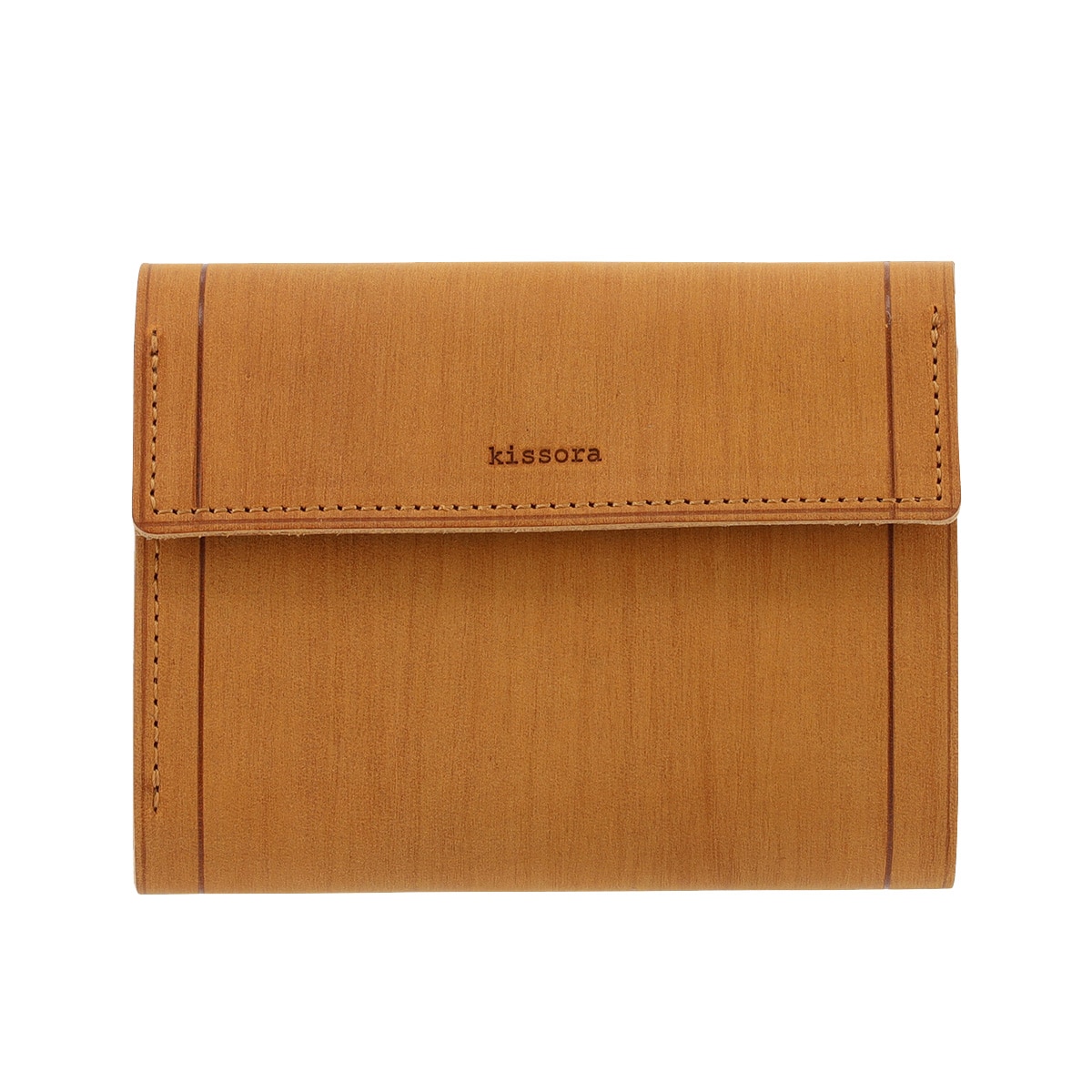 kissora キソラ 三つ折り財布 サビア KIMS-005 札入れ BOX型小銭入れ 牛革 日本製 キャメル
