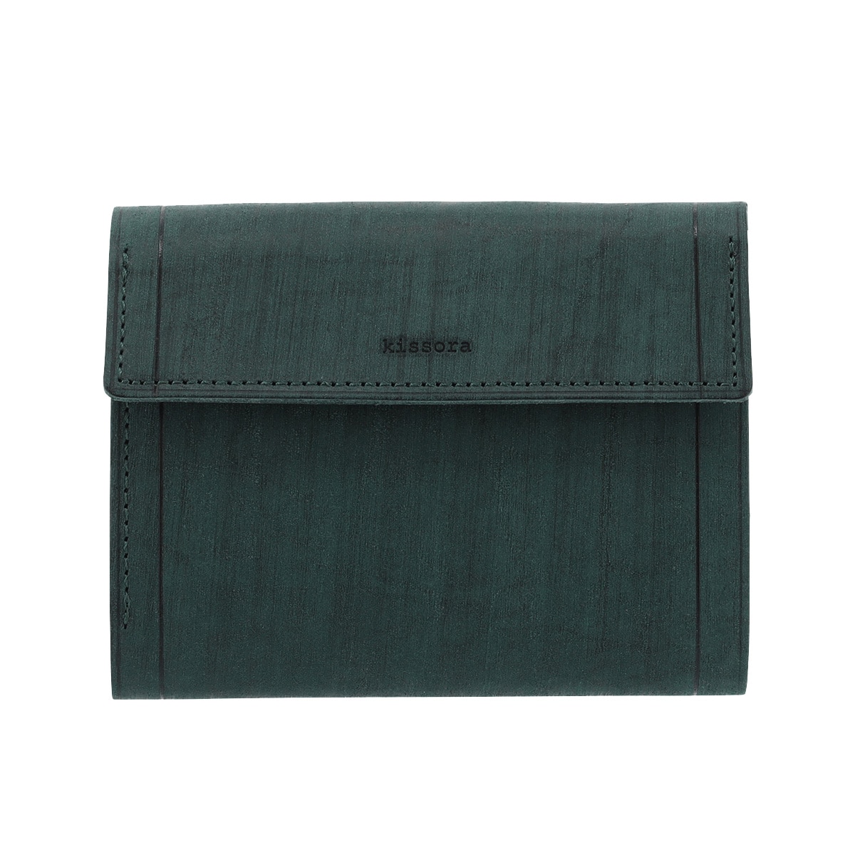 kissora キソラ 三つ折り財布 サビア KIMS-005 札入れ BOX型小銭入れ 牛革 日本製 グリーン