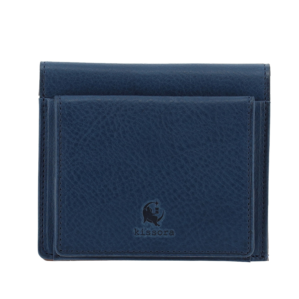 kissora キソラ 二つ折り財布 ヴァスカボックス KIMS-014 札入れ BOX型小銭入れ 牛革 日本製 ブルー