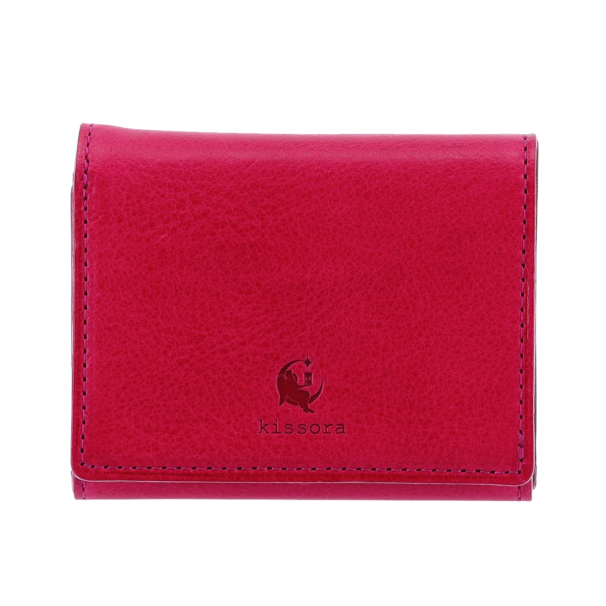 kissora キソラ 三つ折り財布 本革 ヴァスカボックス KIMS-015 ミニ財布 牛革 日本製 レザー ピンク