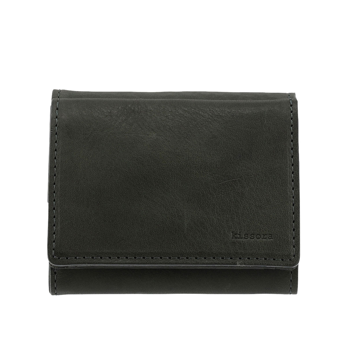 kissora キソラ 三つ折り財布 本革 ディニタ KIMS-020 ミニ財布 牛革 日本製 ロゴ レザー グリーン