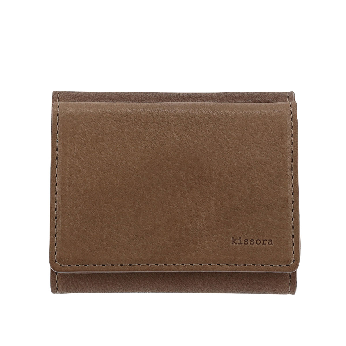 kissora キソラ 三つ折り財布 本革 ディニタ KIMS-020 ミニ財布 牛革 日本製 ロゴ レザー グレー