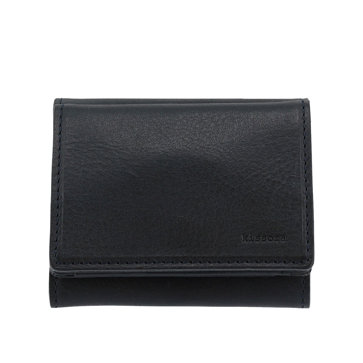 kissora キソラ 三つ折り財布 本革 ディニタ KIMS-020 ミニ財布 牛革 日本製 ロゴ レザー ネイビー