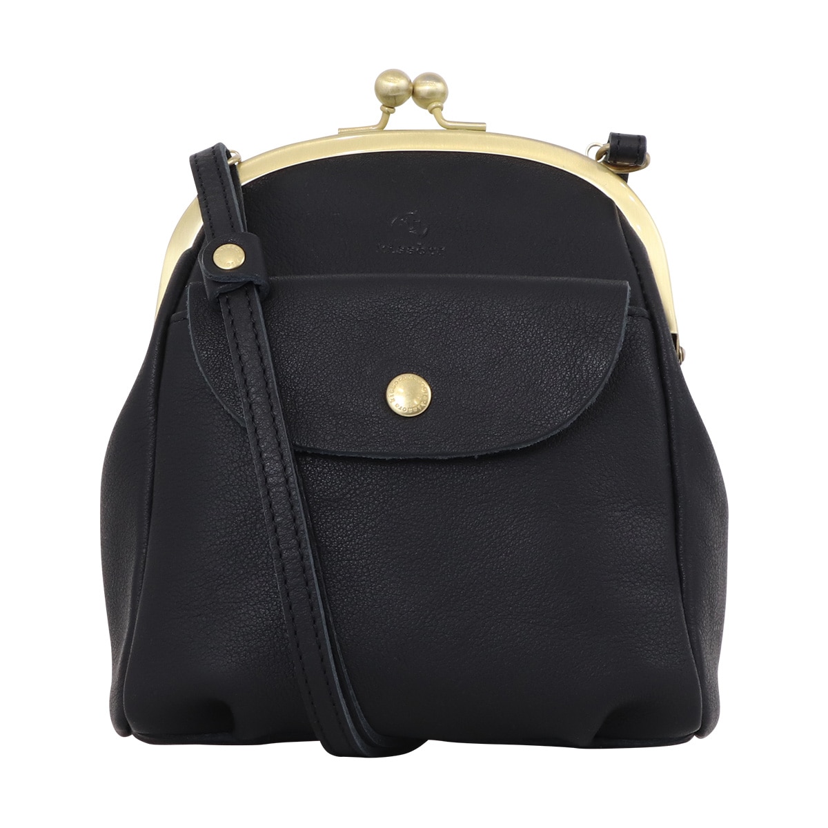 kissora キソラ ショルダーバッグ 本革 トミー がま口 レディース KIOB-064 日本製 牛革 軽量 ブラック