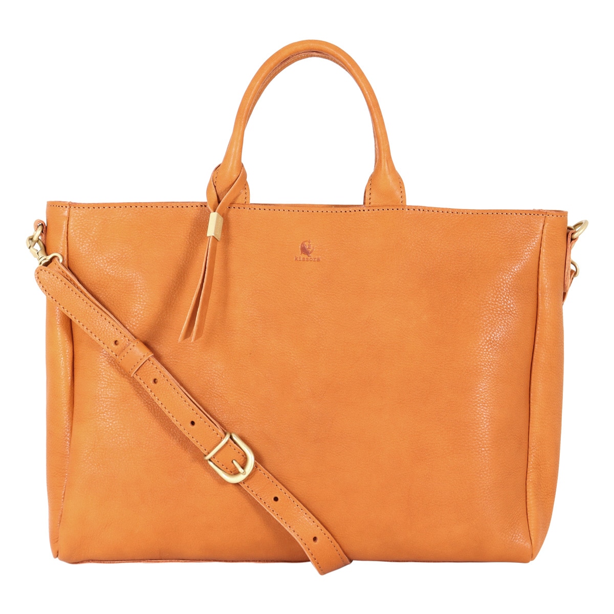 kissora キソラ ショルダーバッグ A4 大きめ 本革 レザー オリーブヌメ レディース KIOB-076 ハンドバッグ 横型 牛革 キャメル