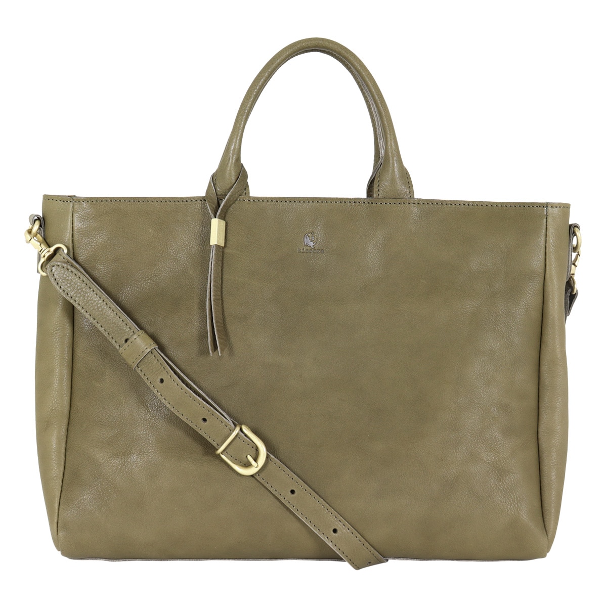 kissora キソラ ショルダーバッグ A4 大きめ 本革 レザー オリーブヌメ レディース KIOB-076 ハンドバッグ 横型 牛革 オリーブ