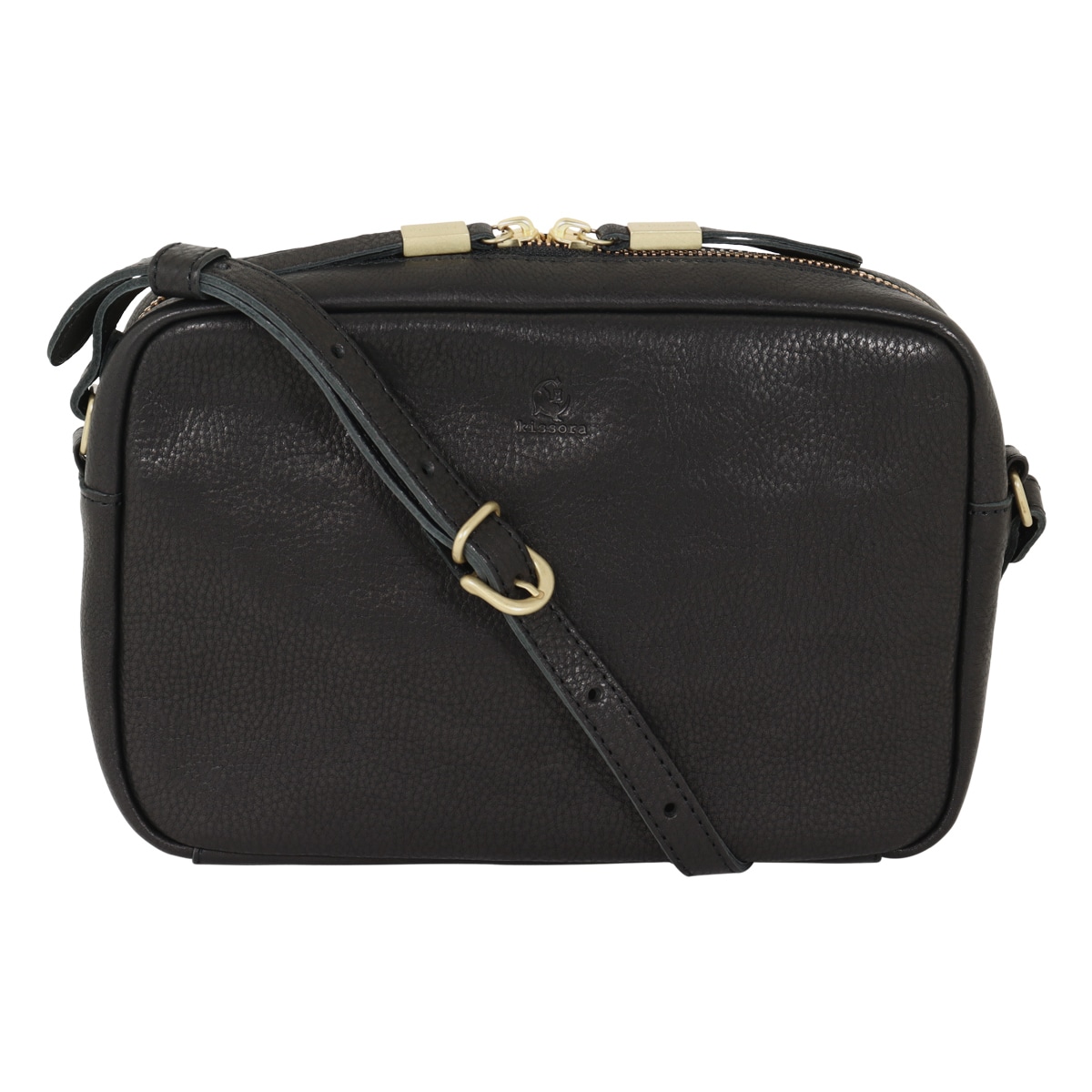 kissora キソラ ショルダーバッグ ミニショルダー 本革 レザー 小さめ オリーブヌメ レディース kiob-080 日本製 斜め掛け 牛革 ブラック