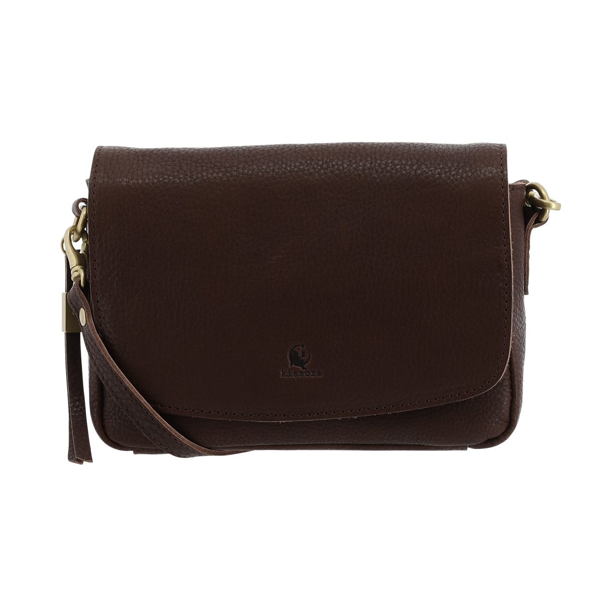 kissora キソラ ショルダーバッグ かぶせ 小さめ ミニ 本革 レザー オリーブヌメ レディース kiob-081 日本製 ミニショルダー 肩掛け 斜め掛け カバン クラッチバッグ 牛革 チョコ
