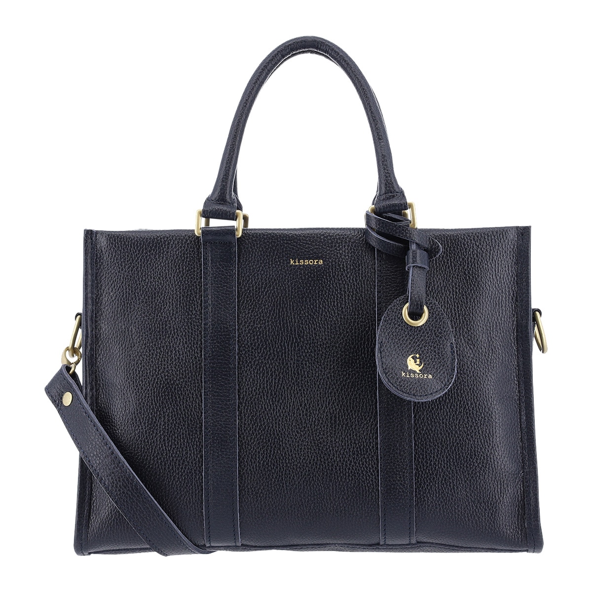 kissora キソラ トートバッグ 本革 クオドロ KIOB-117 2WAY ショルダーバッグ 牛革 日本製 レザー ネイビー
