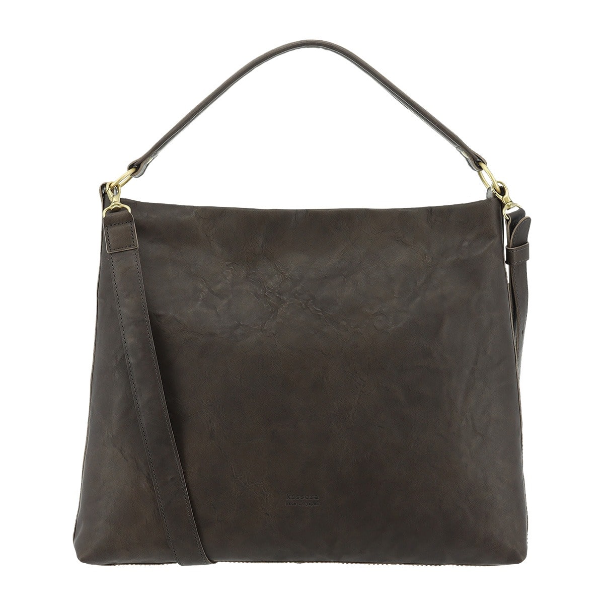 kissora キソラ ショルダーバッグ フレックスウォッシュ ユニセックス KIOB-163 2WAY A4 牛革 日本製 チャコールグレー