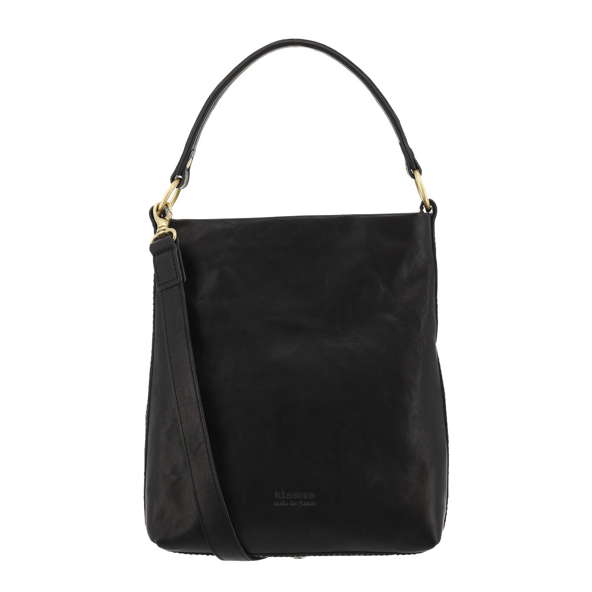 kissora キソラ ミニショルダーバッグ フレックスウォッシュ ユニセックス KIOB-164 2WAY 縦型 牛革 日本製 ブラック