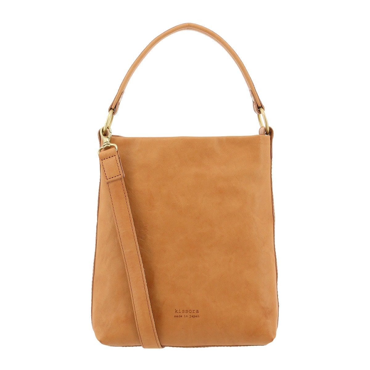 kissora キソラ ミニショルダーバッグ フレックスウォッシュ ユニセックス KIOB-164 2WAY 縦型 牛革 日本製 キャメル