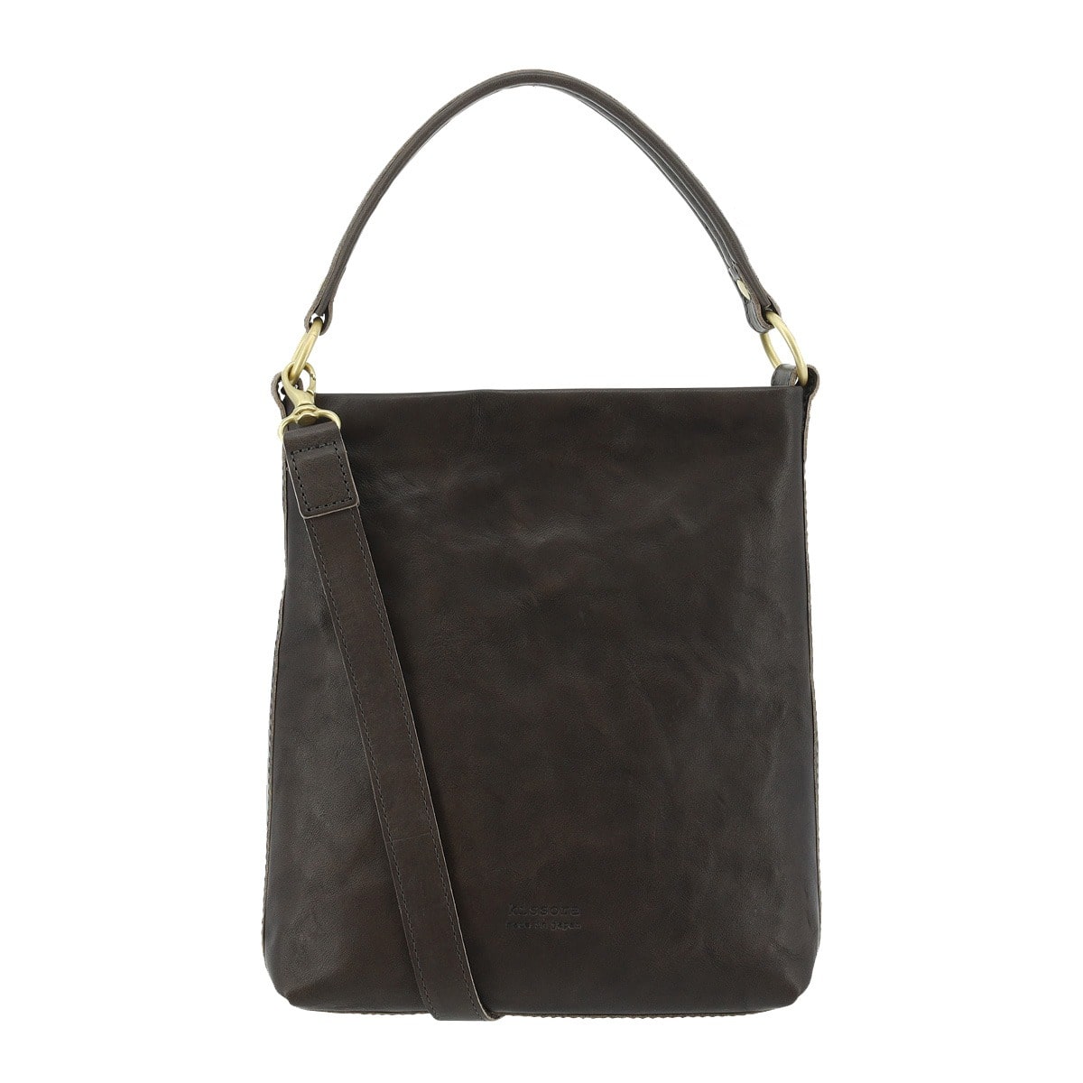 kissora キソラ ミニショルダーバッグ フレックスウォッシュ ユニセックス KIOB-164 2WAY 縦型 牛革 日本製 チャコールグレー