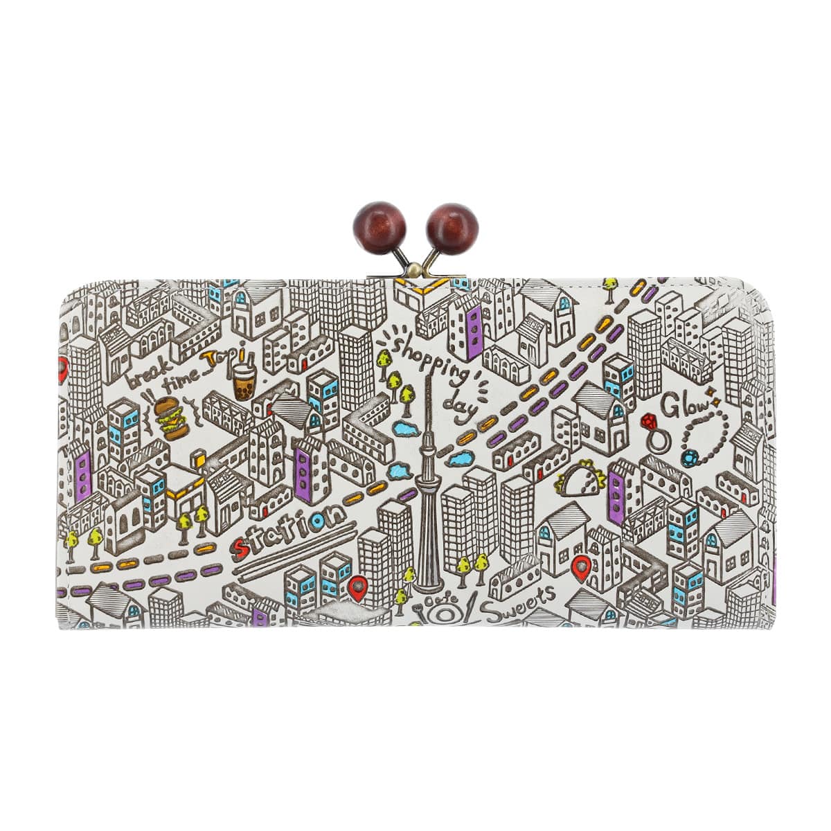 kissora キソラ 長財布 がま口 友禅文庫 本革 レディース KIPM-007 牛革 日本製 東京 街並み TOKYO