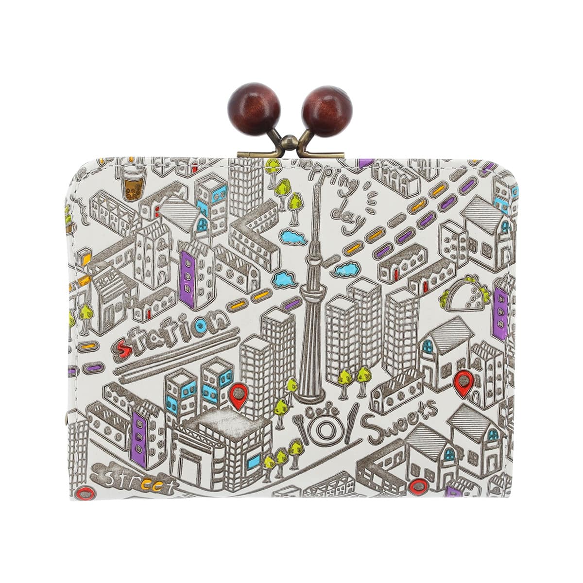 kissora キソラ 二つ折り財布 がま口 友禅文庫 本革 レディース KIPM-008 札入れ BOX型小銭入れ 牛革 日本製 レザー TOKYO