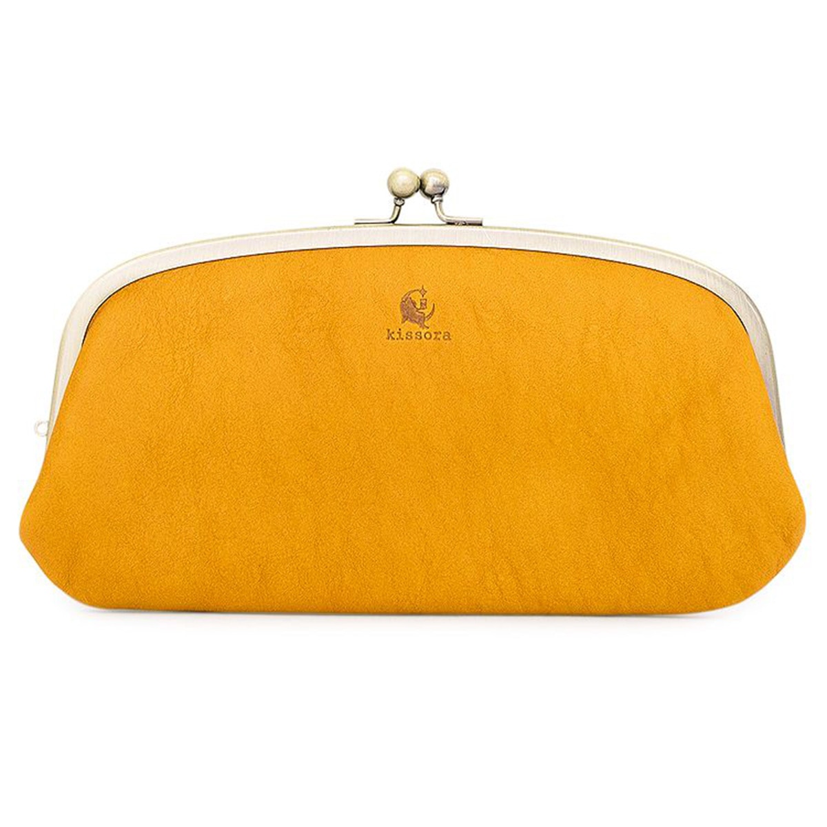 kissora キソラ 長財布 日本製 本革 レザー がま口財布 大容量 レディース KIPT-063 マスタード