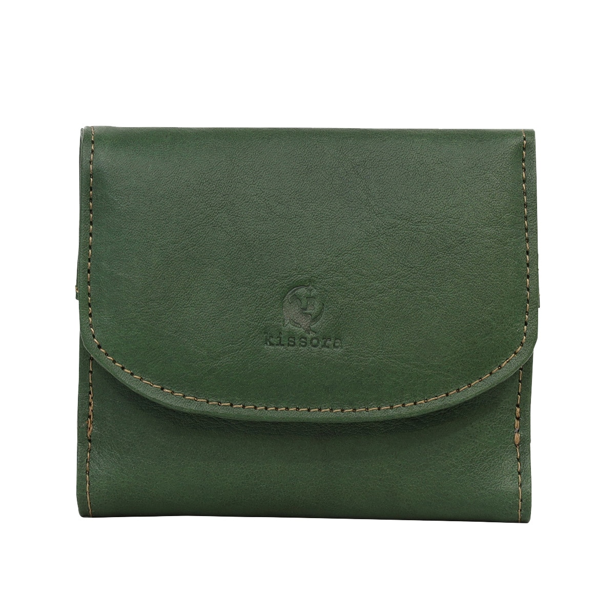 kissora キソラ 二つ折り財布 本革 セラゾール KIPT-098 ミニ財布 牛革 日本製 レザー グリーン